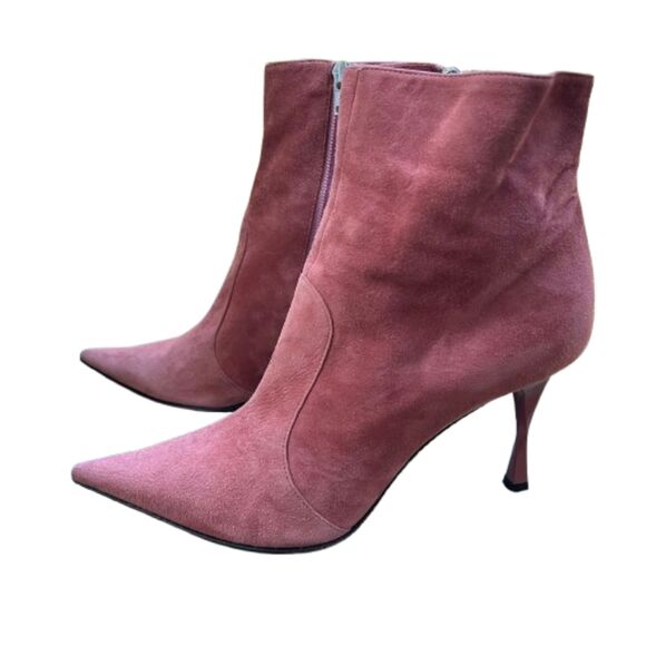 Casadei Women's Blade Suede Heeled Blush Pink Booties Size 8.5 - Picture 1 of 8